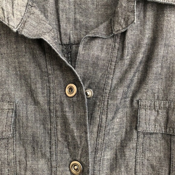 NEW YORK & COMPANY BELTED SHIRT DRESS SZ.8 COTTON 3/4 SLEEVES 1/2 HALF BOTTON $$ - Picture 4 of 10